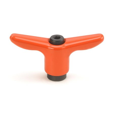 MORTON Adjustable Handle, T-Handle Design, Cast Zinc, 5/8"-11 Internal Thread, 4.25" Handle Diameter, Safety Orange Handle TH-113-OR